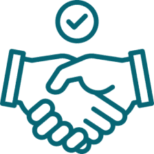 Handshake with checkmark icon