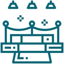 Icon showing stage and spotlight design