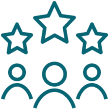 People icons with stars overhead