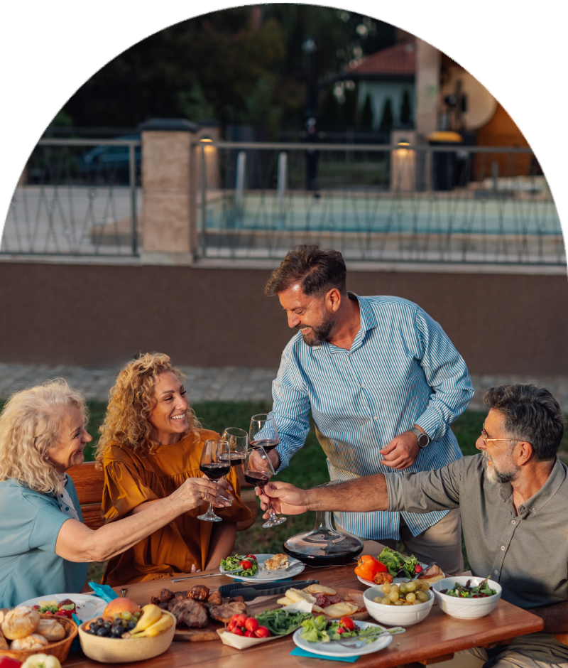 Buckhead Wine Brats social gathering with friends sharing wine